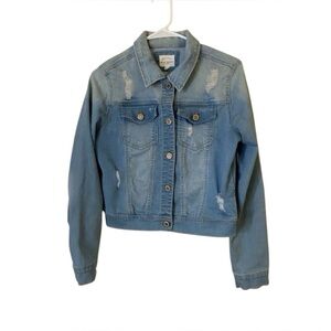 Wax Jean Denim Jacket with Distressed Details